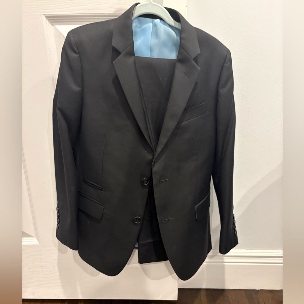 Boy's Black 100% Wool Suit Size 12